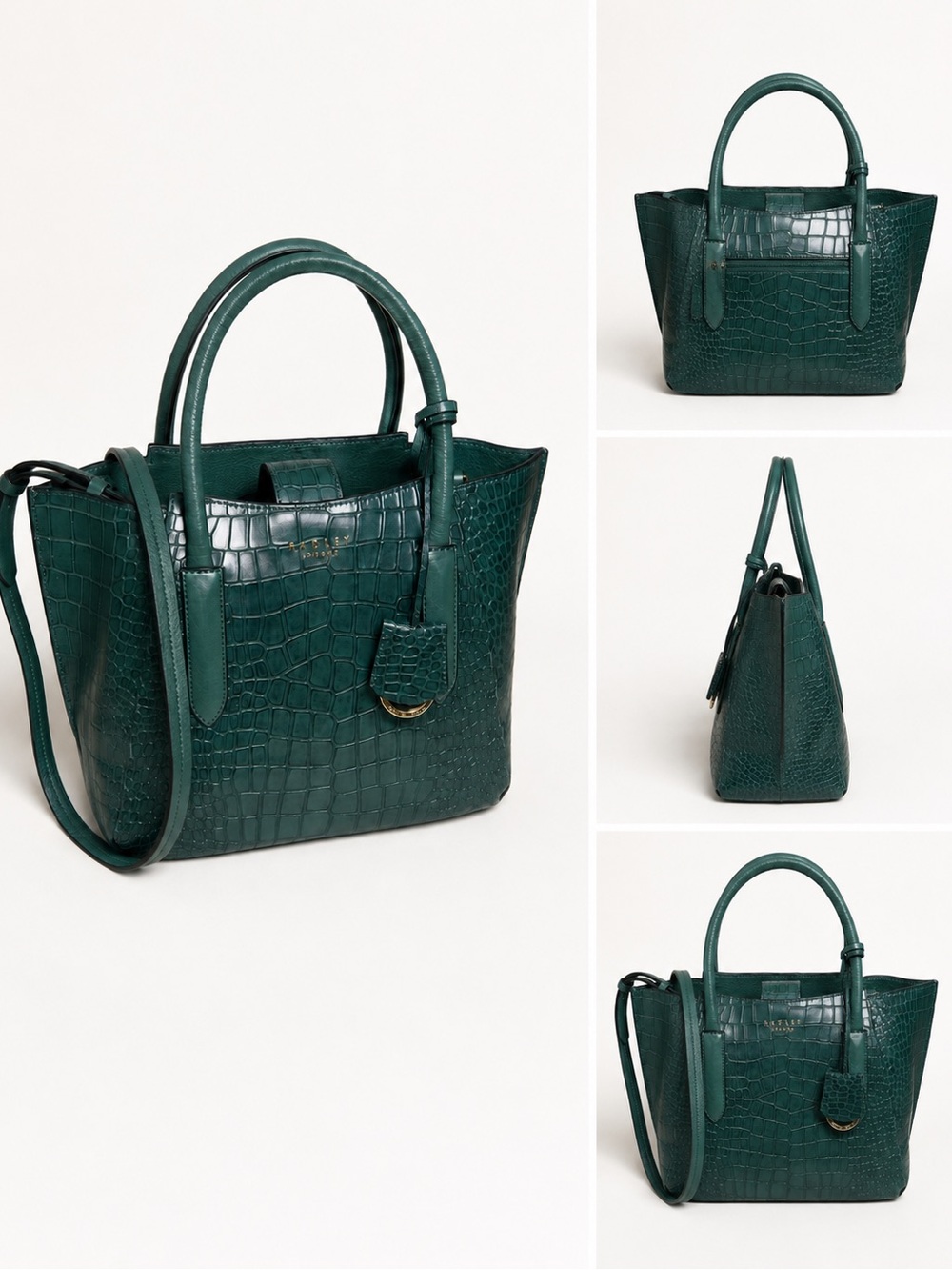 RADLEY LONDON Dark Green Croc-Embossed Satchel
